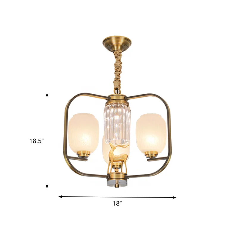 Moderne Plafond Langwerpige matglazen hangende kroonluchter modernistische 3/6 hoofden woonkamer hanglamp messing