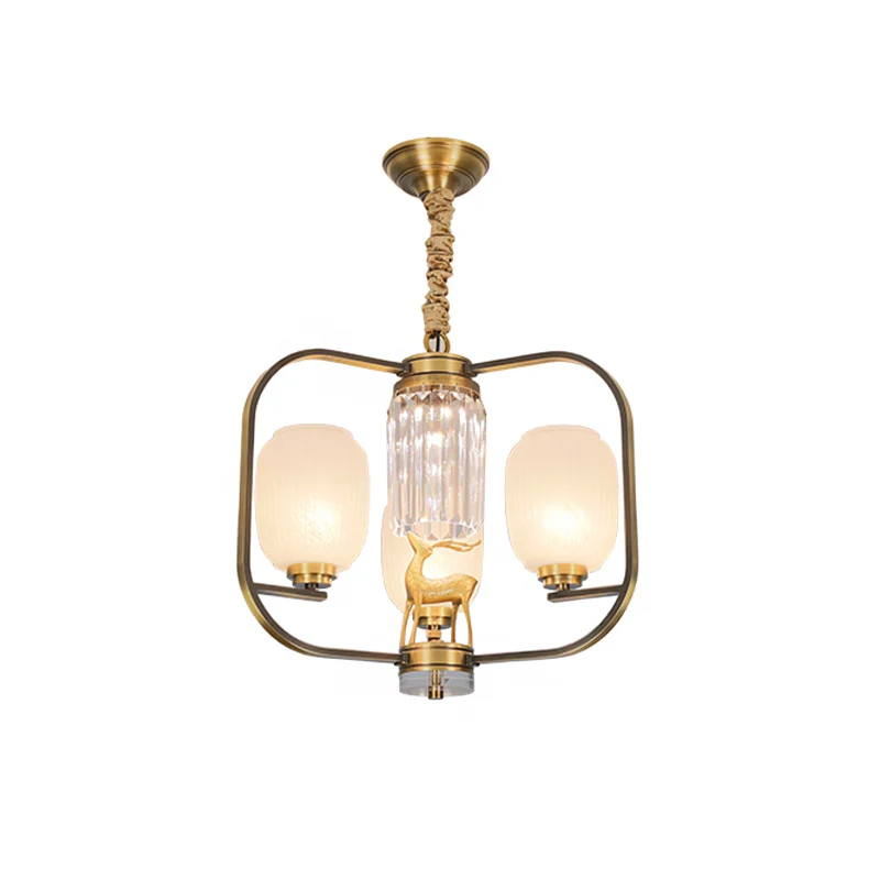 Moderne Plafond Langwerpige matglazen hangende kroonluchter modernistische 3/6 hoofden woonkamer hanglamp messing