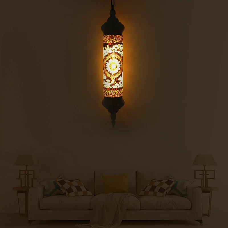 Oud cilinder hanglamp rood/oranje/blauw glas 1/3 koppen hanglamp voor restaurant