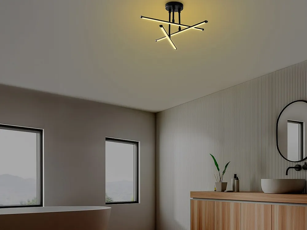 Plafondlamp met ledverlichting van metaal - L51 x D26 x H51 cm - Zwart - HERAS voor Keuken