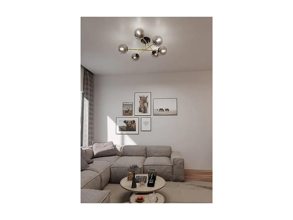 Plafonnier Magnum, Noir, 55x23x75 cm, EPIKASA met Inclusief LED