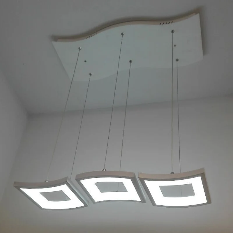 Premium LED Acryl Curve hanglamp Minimalistische 3-lichts witte LED vierkante plafondhanglamp warm/wit zacht
