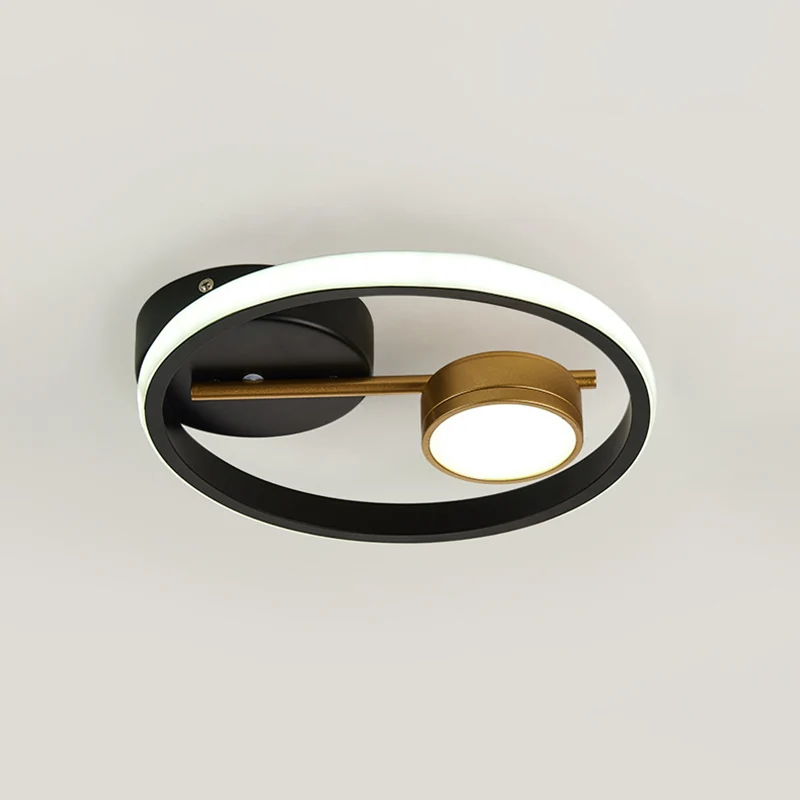 Rond plafondmontage eigentijds metaal Zwart en wit/zwart en goud LED-inbouwlicht, warm/wit zwak Chroom Afwerking