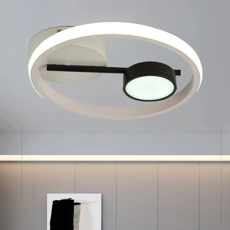 Rond plafondmontage eigentijds metaal Zwart en wit/zwart en goud LED-inbouwlicht, warm/wit zwak Chroom Afwerking