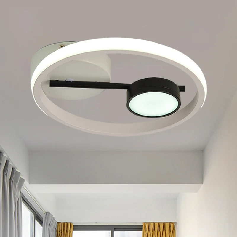 Rond plafondmontage eigentijds metaal Zwart en wit/zwart en goud LED-inbouwlicht, warm/wit zwak Chroom Afwerking