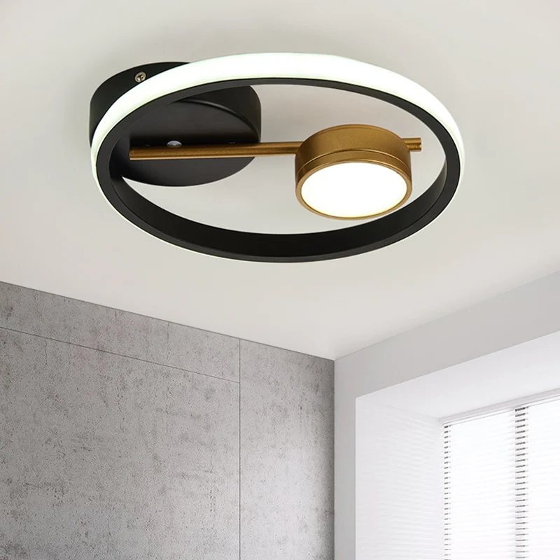 Rond plafondmontage eigentijds metaal Zwart en wit/zwart en goud LED-inbouwlicht, warm/wit zwak Chroom Afwerking