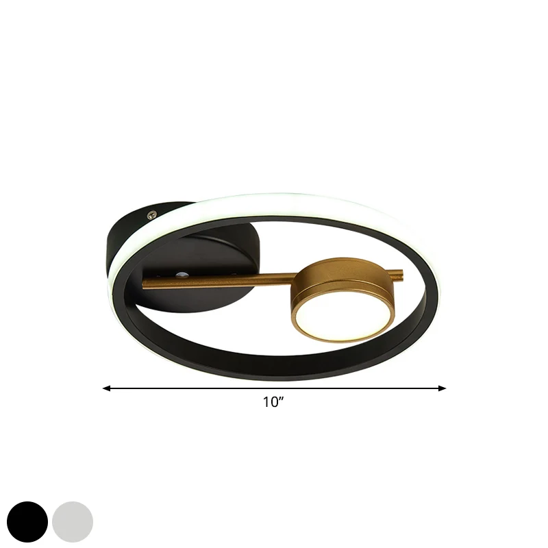 Rond plafondmontage eigentijds metaal Zwart en wit/zwart en goud LED-inbouwlicht, warm/wit zwak Chroom Afwerking