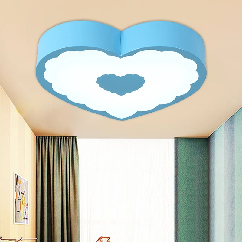 Ronde Flush Mount Acryl liefdevolle hart plafondlamp minimalisme geel/blauw LED inbouwverlichting warm/wit helder