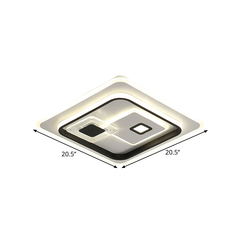 Ronde Flush Mount LED Parlor Flush Mount Lamp Minimalism Zwart Ceiling Flush Rectangle Metal Shade Warm/White Light, 16.5"...