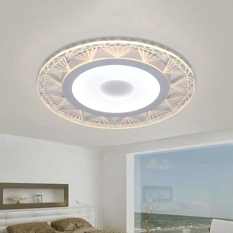 Ronde LED-plafondmontagelamp met diamantdraad Moderne acrylplafondlamp wit voor de kleuterschool IP44 Badkamer geschikt