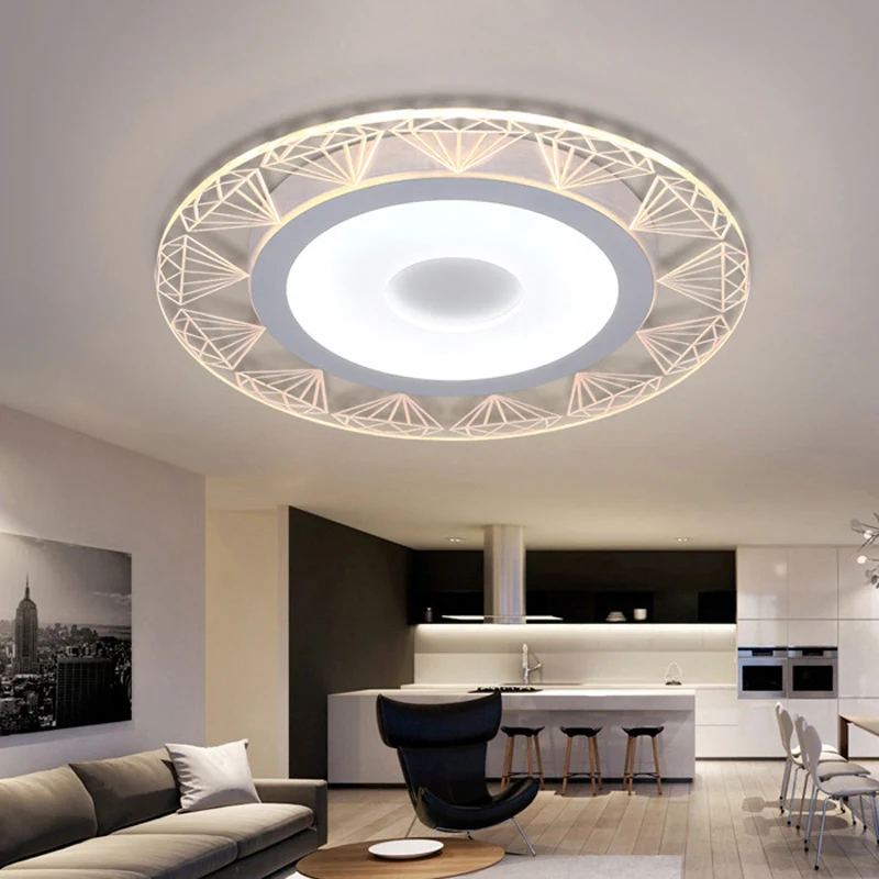 Ronde LED-plafondmontagelamp met diamantdraad Moderne acrylplafondlamp wit voor de kleuterschool IP44 Badkamer geschikt