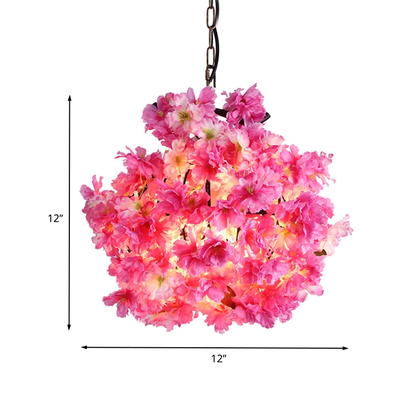 Roze plafondlamp met 1 lamp, industriële metalen bloemen LED-hanglamp voor restaurant, 12"/16"/19,5" uitgebreid IP44 Badka...