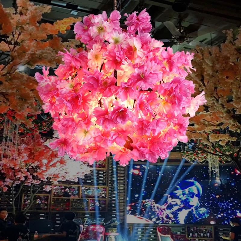 Roze plafondlamp met 1 lamp, industriële metalen bloemen LED-hanglamp voor restaurant, 12"/16"/19,5" uitgebreid IP44 Badka...