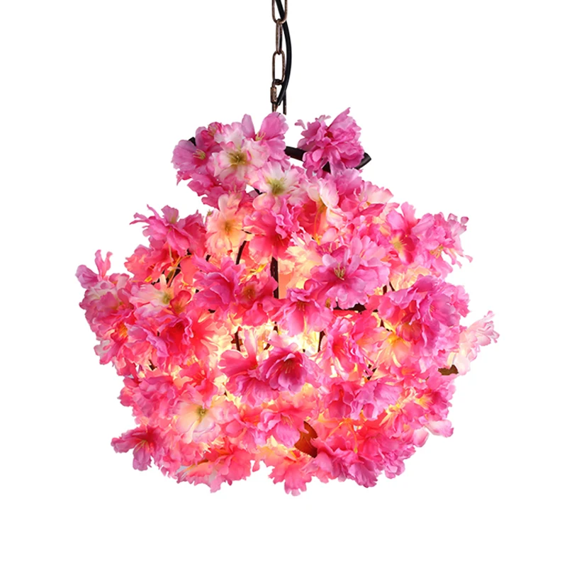 Roze plafondlamp met 1 lamp, industriële metalen bloemen LED-hanglamp voor restaurant, 12"/16"/19,5" uitgebreid IP44 Badka...