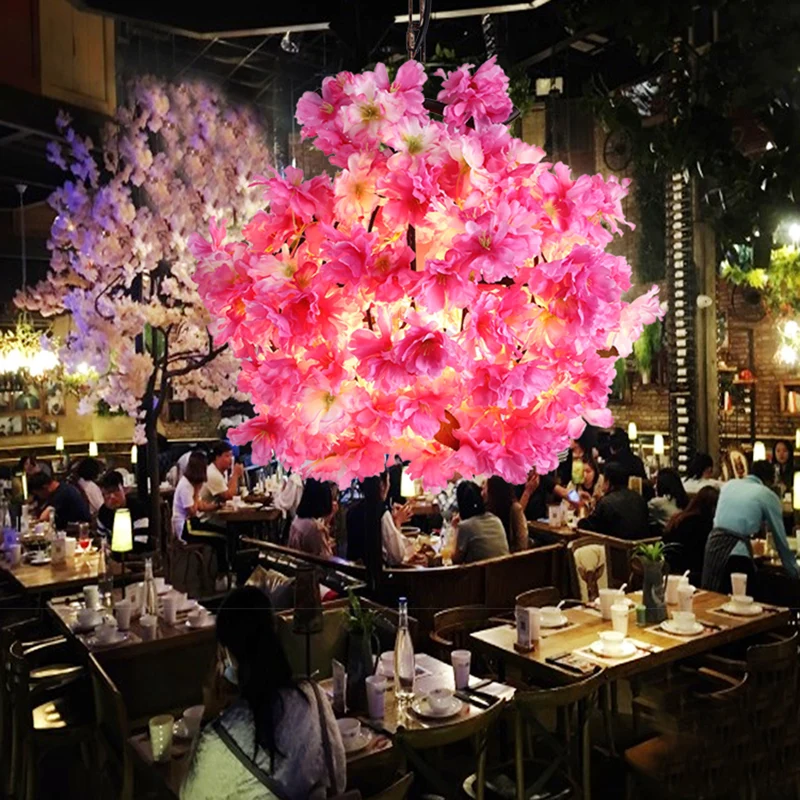 Roze plafondlamp met 1 lamp, industriële metalen bloemen LED-hanglamp voor restaurant, 12"/16"/19,5" uitgebreid IP44 Badka...