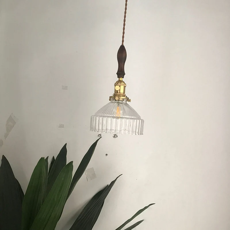 Rustieke schuurschaduw hanglamp, 1-lichts schitterend geribbeld glazen plafondophanglicht voor Plafondhoogte 2.4m+