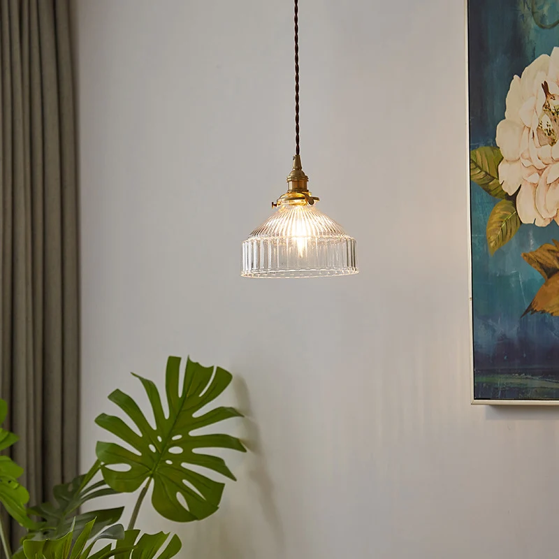 Rustieke schuurschaduw hanglamp, 1-lichts schitterend geribbeld glazen plafondophanglicht voor Plafondhoogte 2.4m+