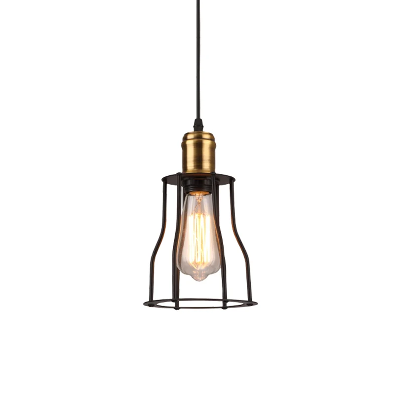 Track Verlichting Industriële mini-hanglamp met draadkooi 1-lamps metalen hanglamp brons/messing voor woonkamer