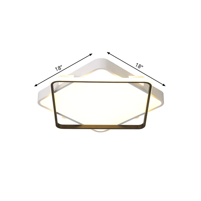 Vierkante metalen plafondlamp moderne gouden LED-inbouwlamp warm/wit zwak, 18"/23,5" breed (IP44)