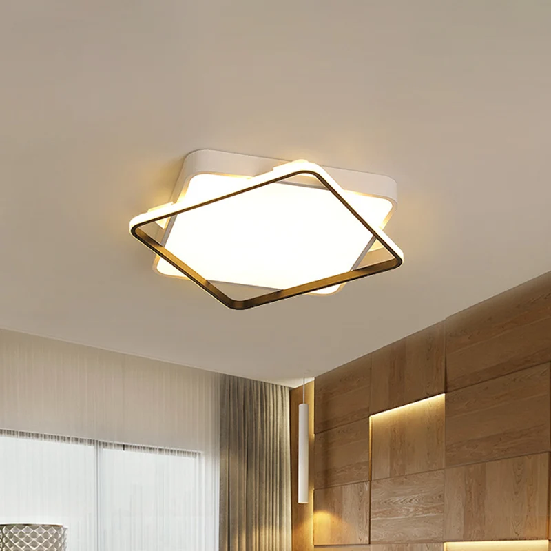 Vierkante metalen plafondlamp moderne gouden LED-inbouwlamp warm/wit zwak, 18"/23,5" breed (IP44)
