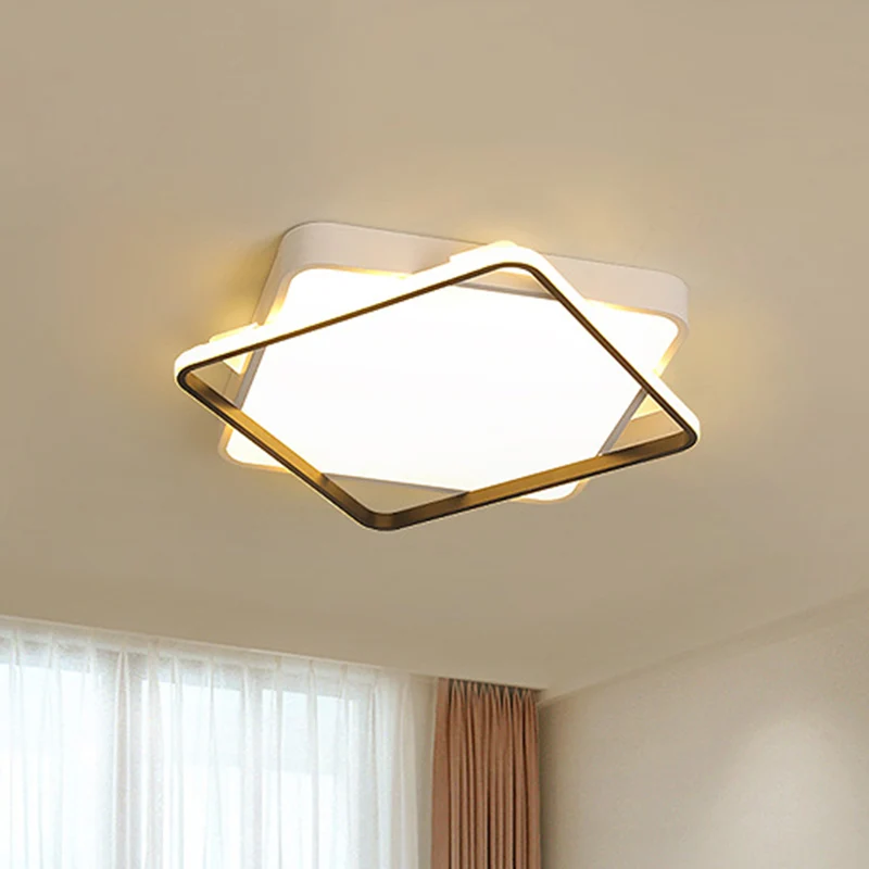 Vierkante metalen plafondlamp moderne gouden LED-inbouwlamp warm/wit zwak, 18"/23,5" breed (IP44)