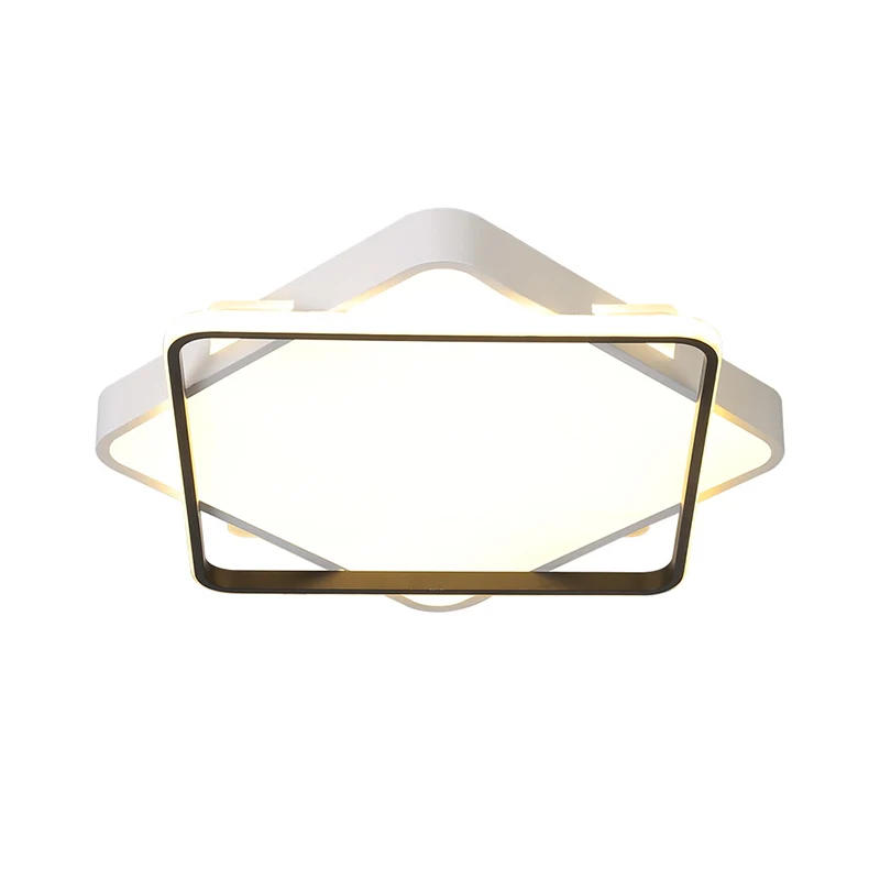 Vierkante metalen plafondlamp moderne gouden LED-inbouwlamp warm/wit zwak, 18"/23,5" breed (IP44)