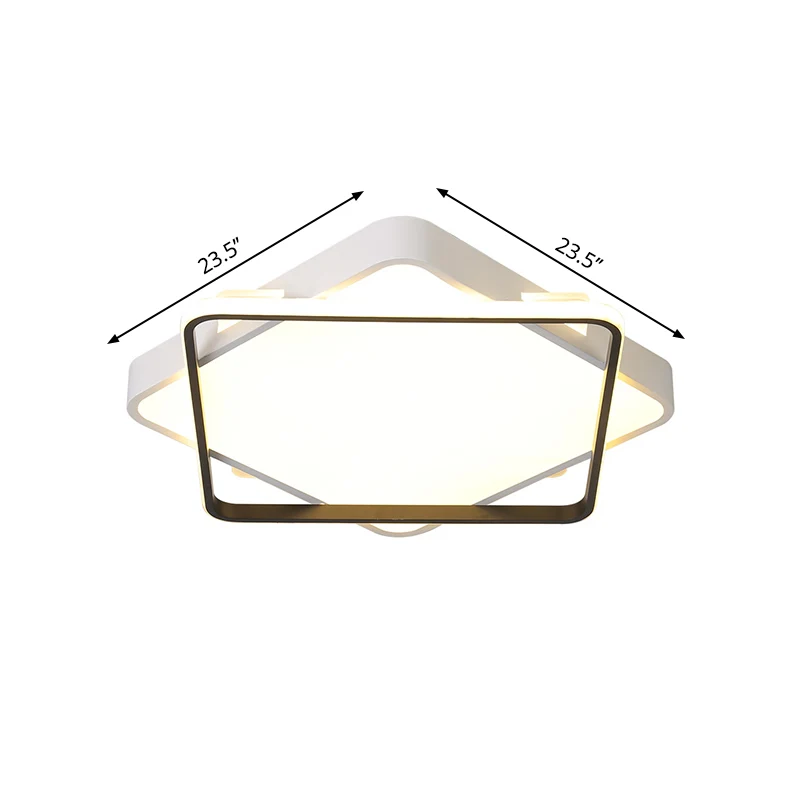 Vierkante metalen plafondlamp moderne gouden LED-inbouwlamp warm/wit zwak, 18"/23,5" breed (IP44)