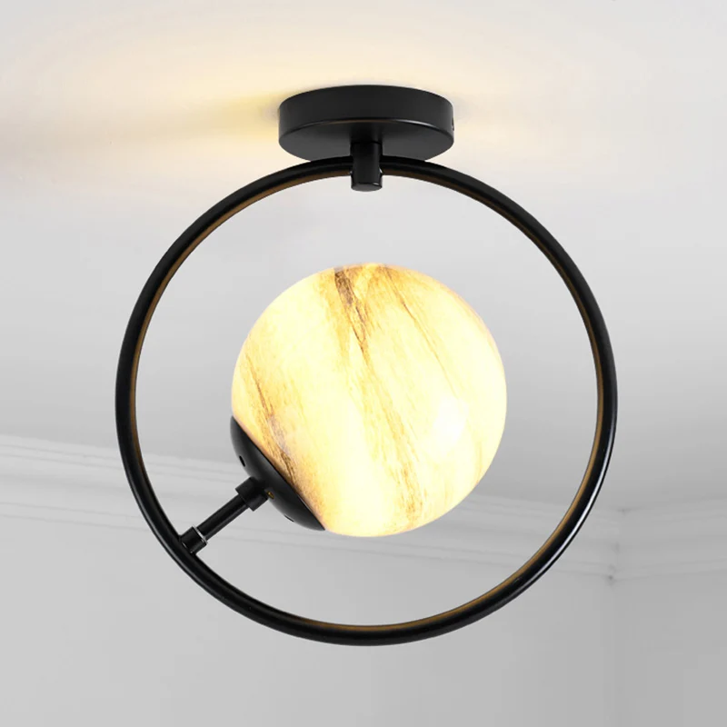 Vlakke Inbouw Ball and Ring Gang-plafondlamp Glas 1-lichts minimalistische semi-inbouwlamp