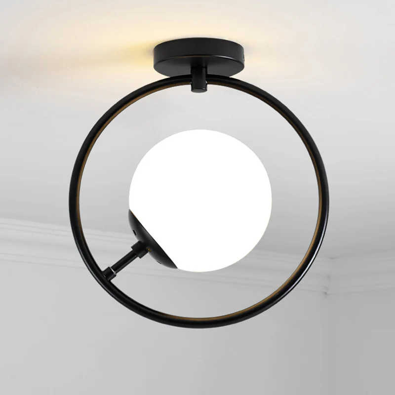 Vlakke Inbouw Ball and Ring Gang-plafondlamp Glas 1-lichts minimalistische semi-inbouwlamp