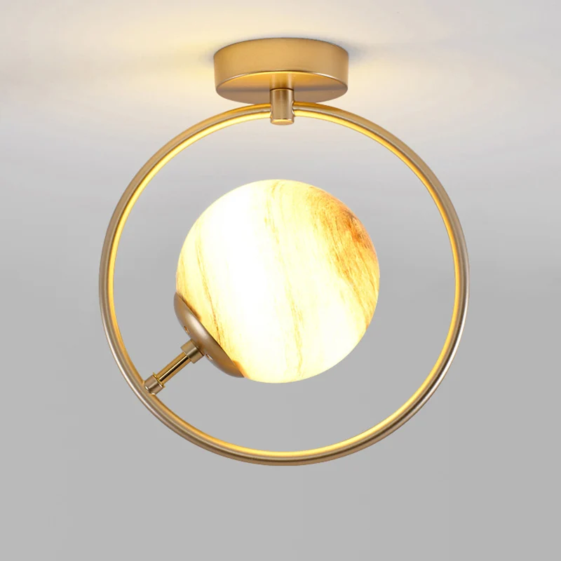 Vlakke Inbouw Ball and Ring Gang-plafondlamp Glas 1-lichts minimalistische semi-inbouwlamp