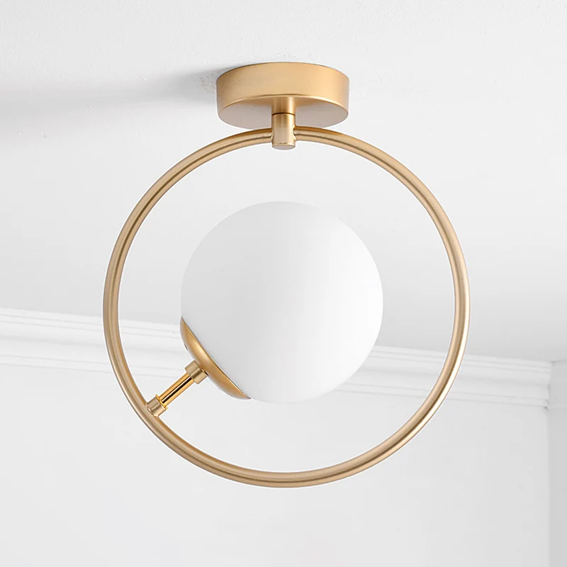 Vlakke Inbouw Ball and Ring Gang-plafondlamp Glas 1-lichts minimalistische semi-inbouwlamp