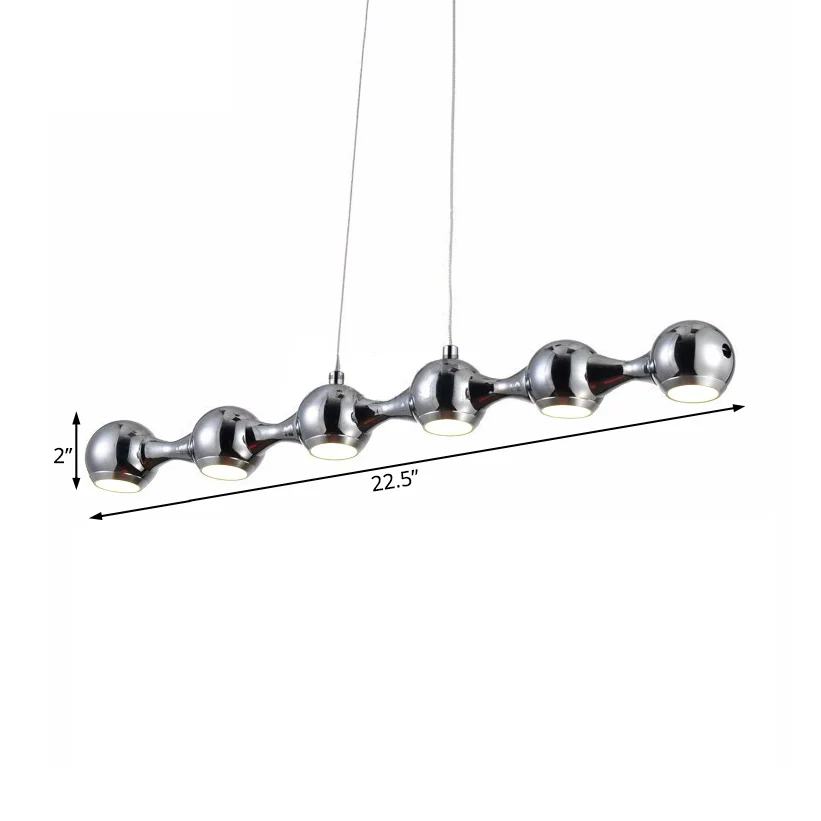 Vlakke Inbouw Moderne bolhangende plafondlamp metaal 6-lichts chroom woonkamer eilandverlichting warm/wit