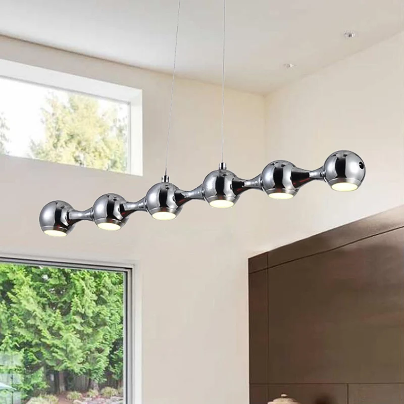 Vlakke Inbouw Moderne bolhangende plafondlamp metaal 6-lichts chroom woonkamer eilandverlichting warm/wit
