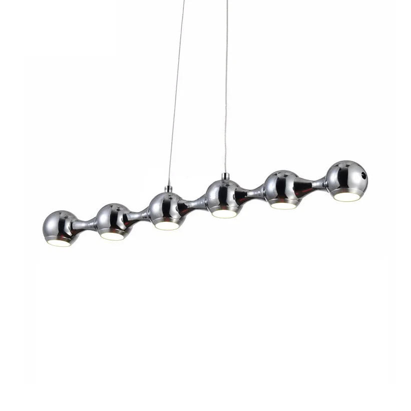 Vlakke Inbouw Moderne bolhangende plafondlamp metaal 6-lichts chroom woonkamer eilandverlichting warm/wit