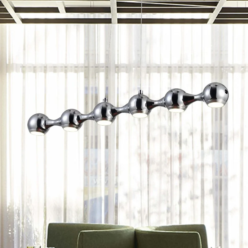 Vlakke Inbouw Moderne bolhangende plafondlamp metaal 6-lichts chroom woonkamer eilandverlichting warm/wit