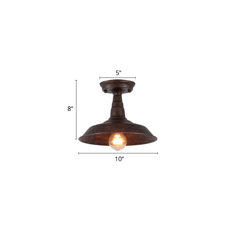Vlakke Inbouw Plafondlamp met enkele schuurschaduw Rustieke metalen semi-inbouwverlichting voor gang