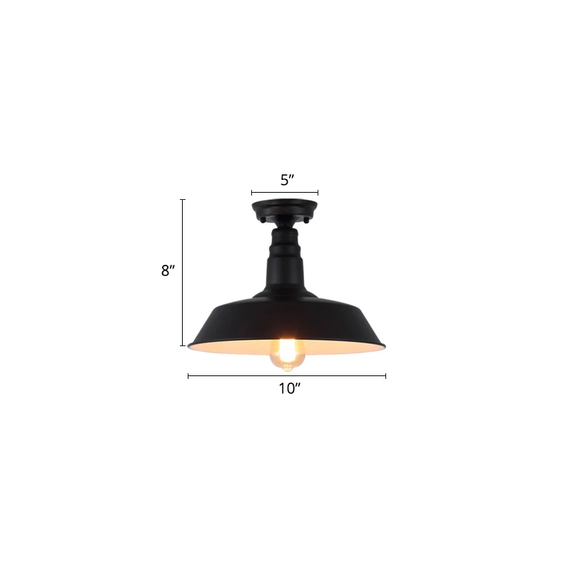 Vlakke Inbouw Plafondlamp met enkele schuurschaduw Rustieke metalen semi-inbouwverlichting voor gang