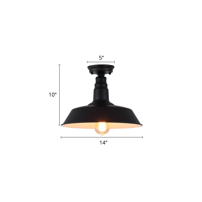 Vlakke Inbouw Plafondlamp met enkele schuurschaduw Rustieke metalen semi-inbouwverlichting voor gang