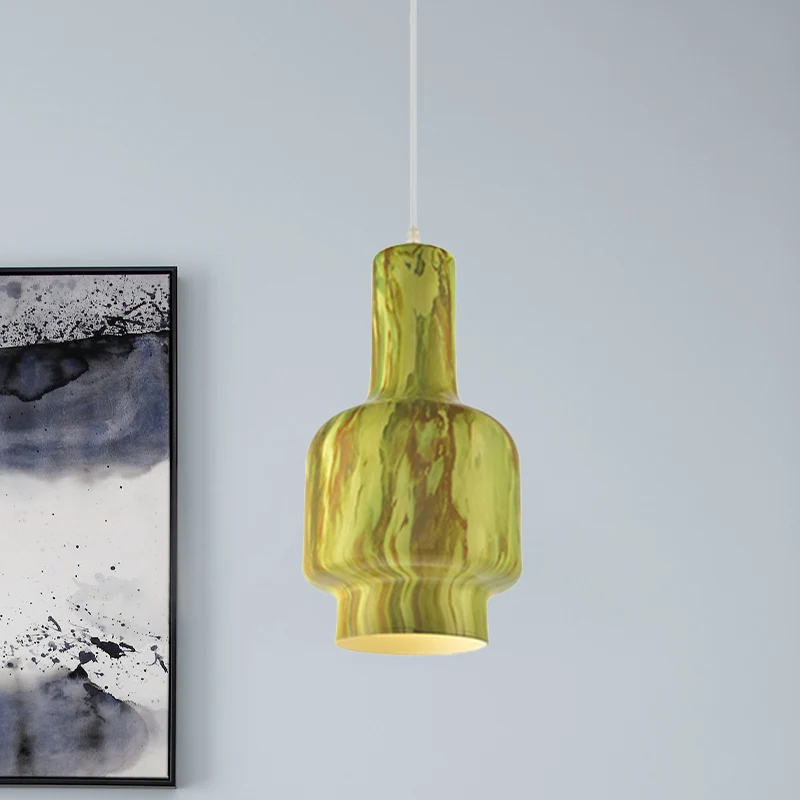 Wit/groen 1-lichts hangende plafondlamp magazijn aluminium waterpot ophangverlichting voor woonkamer met Lange Kabel