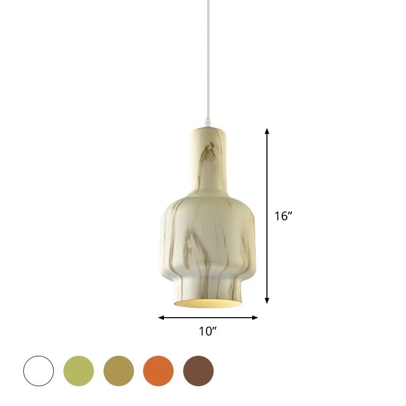 Wit/groen 1-lichts hangende plafondlamp magazijn aluminium waterpot ophangverlichting voor woonkamer met Lange Kabel