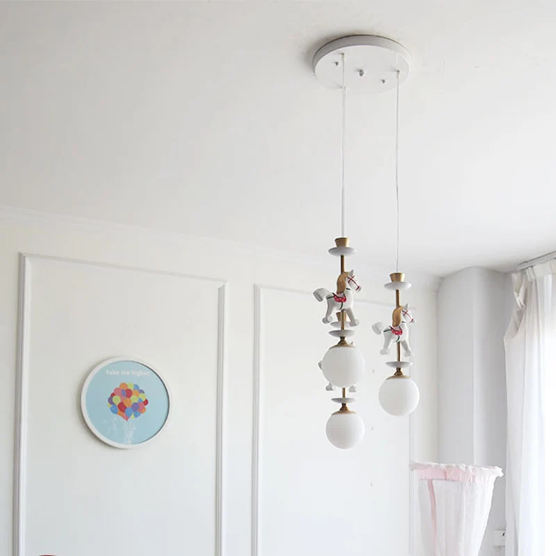 Witte bolvormige hanglamp, glazen plafondarmatuur moderne stijl met verstelbaar snoer met afstandsbediening