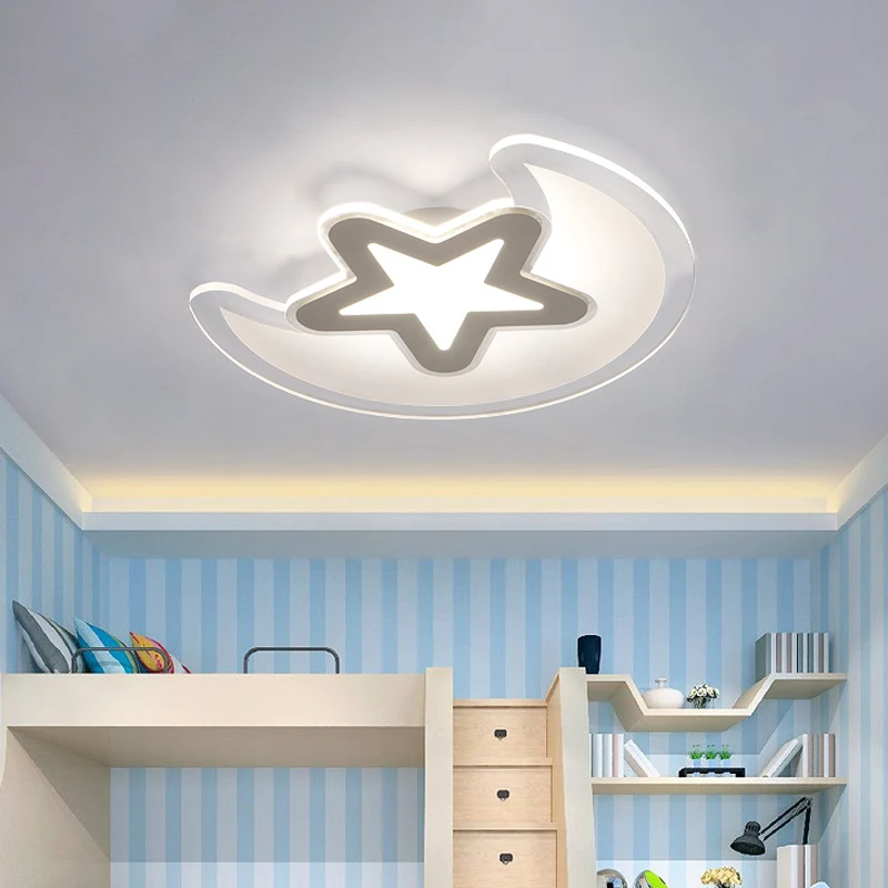 Witte halve maan en ster inbouw minimalistische 16,5"/20,5"/24,5" brede LED acryl plafondmontage zacht warm/wit licht