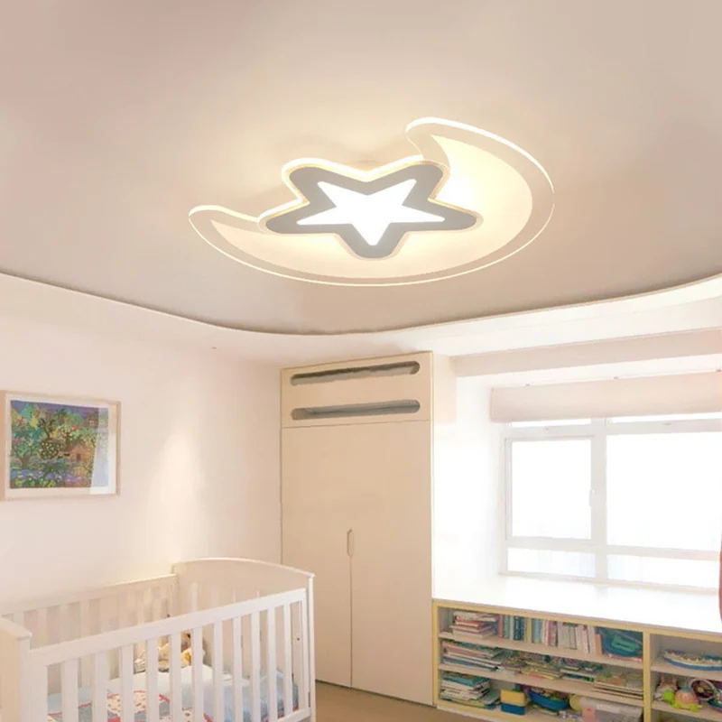 Witte halve maan en ster inbouw minimalistische 16,5"/20,5"/24,5" brede LED acryl plafondmontage zacht warm/wit licht