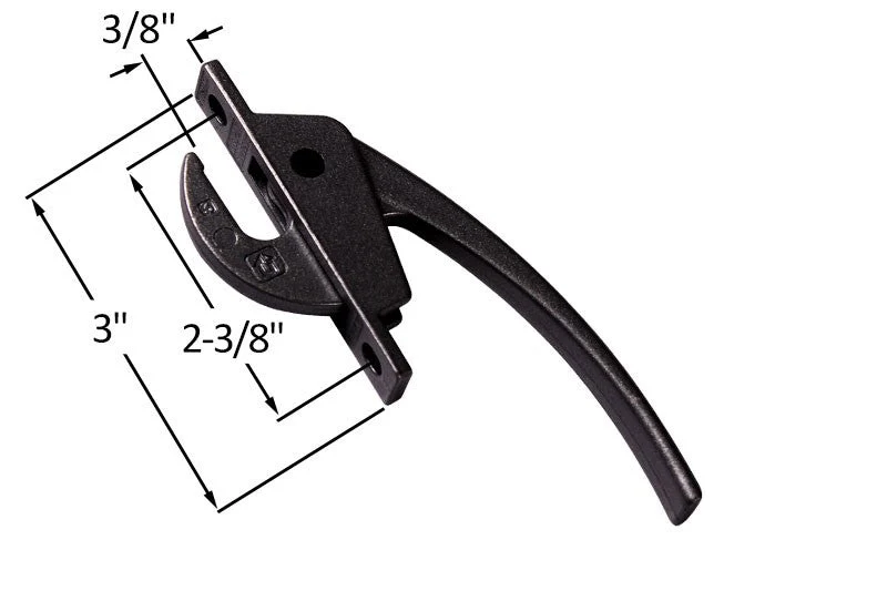 Truth Hardware Casement Window Security Locking Handle 2-3/8" Screw Holes - Zwart