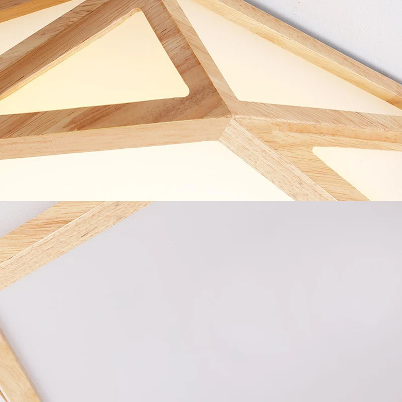 16"/19,5"/23,5" brede geometrische inbouwlamp Nordic houtbeige LED-inbouwlamp voor woonkamer met Snelle Ontsteking