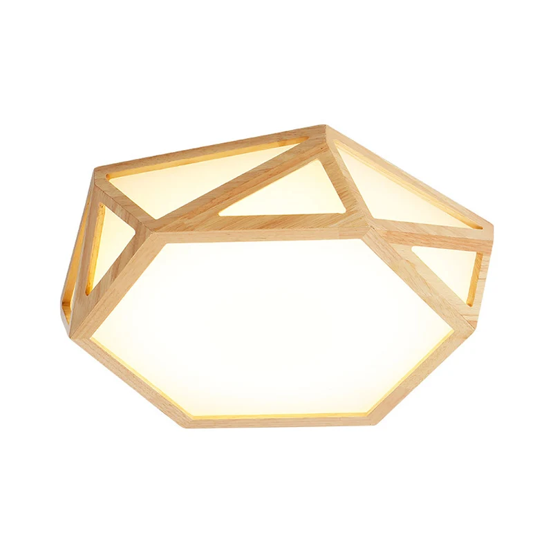 16"/19,5"/23,5" brede geometrische inbouwlamp Nordic houtbeige LED-inbouwlamp voor woonkamer met Snelle Ontsteking