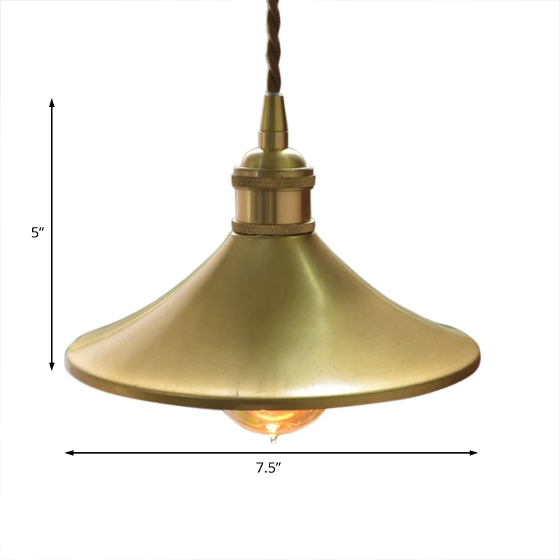 8"/10" brede kegelvormige kap metalen hangende lamp industriële 1-lichte woonkamer hanglamp messing voor Commercieel Gebruik