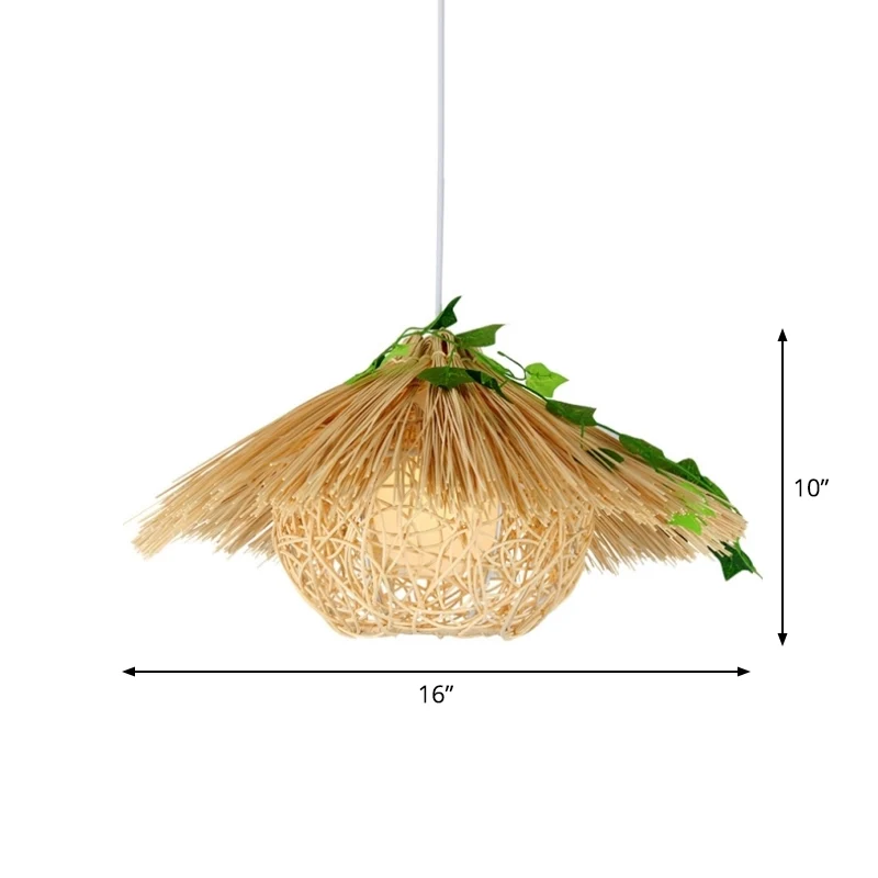 Nieuwigheid Moderne 1-lichts hanglamp natuurtint huis-ophanging met rotan kap, 16"/19,5" breed voor Sportvelden