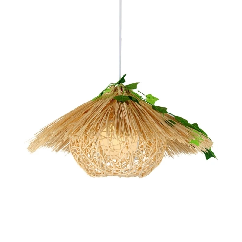 Nieuwigheid Moderne 1-lichts hanglamp natuurtint huis-ophanging met rotan kap, 16"/19,5" breed voor Sportvelden