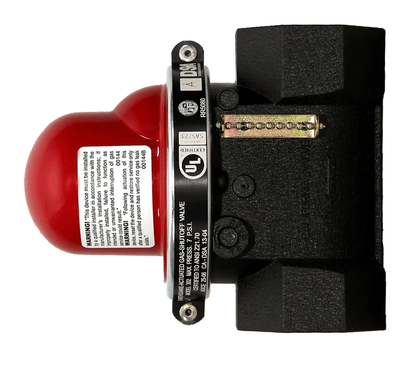 Pacific Seismic Products VT-312 Series 1-1/4" 60PSI Vertical Top Inlet Threaded High Pressure Earthquake Gas Shut-Off Valv...